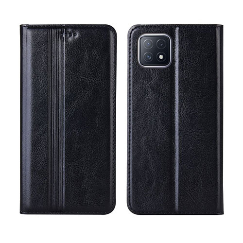 Leather Case Stands Flip Cover L01 Holder for Oppo A53 5G Black