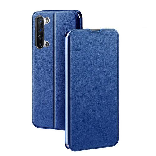 Leather Case Stands Flip Cover L01 Holder for Oppo F15 Blue