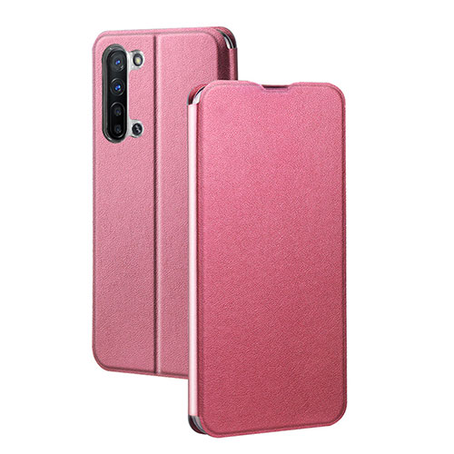 Leather Case Stands Flip Cover L01 Holder for Oppo F15 Pink