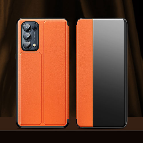 Leather Case Stands Flip Cover L01 Holder for Oppo Find X3 Lite 5G Orange