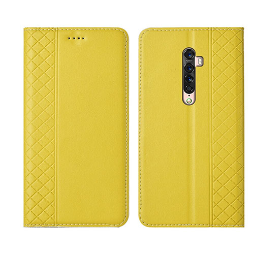 Leather Case Stands Flip Cover L01 Holder for Oppo Reno2 Yellow