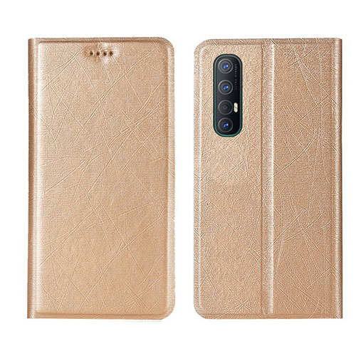 Leather Case Stands Flip Cover L01 Holder for Oppo Reno3 Pro Gold