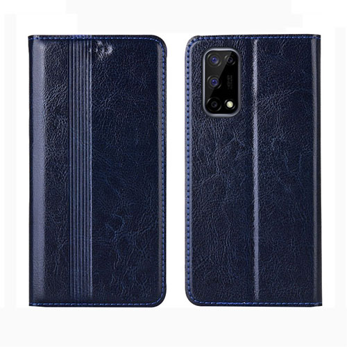 Leather Case Stands Flip Cover L01 Holder for Realme Q2 5G Navy Blue