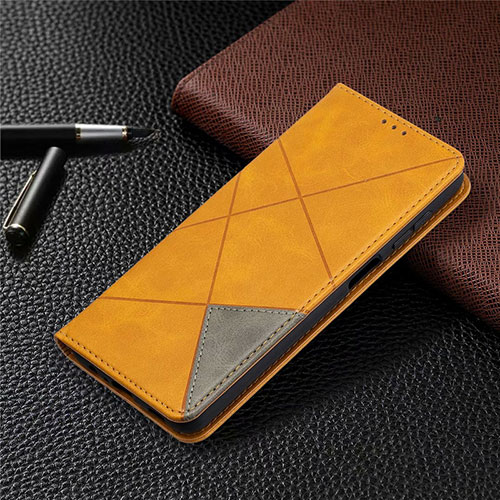 Leather Case Stands Flip Cover L01 Holder for Samsung Galaxy A12 5G Yellow