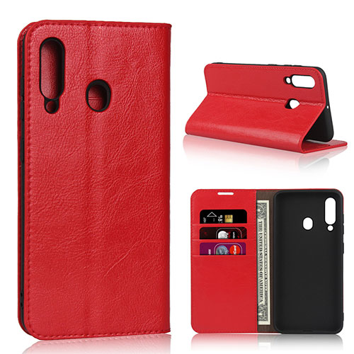 Leather Case Stands Flip Cover L01 Holder for Samsung Galaxy A60 Red