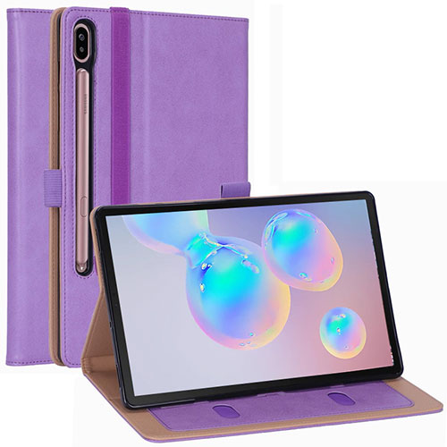 Leather Case Stands Flip Cover L01 Holder for Samsung Galaxy Tab S6 10.5 SM-T860 Purple