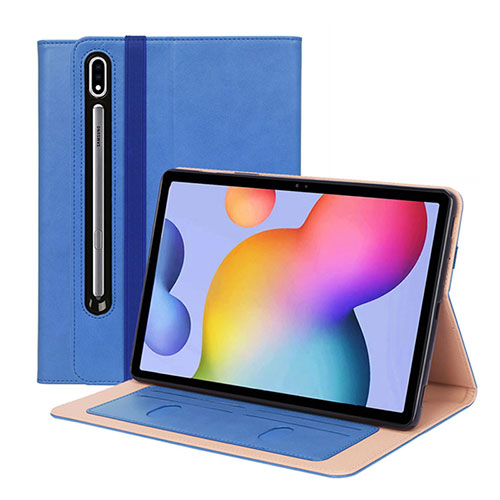 Leather Case Stands Flip Cover L01 Holder for Samsung Galaxy Tab S7 11 Wi-Fi SM-T870 Blue