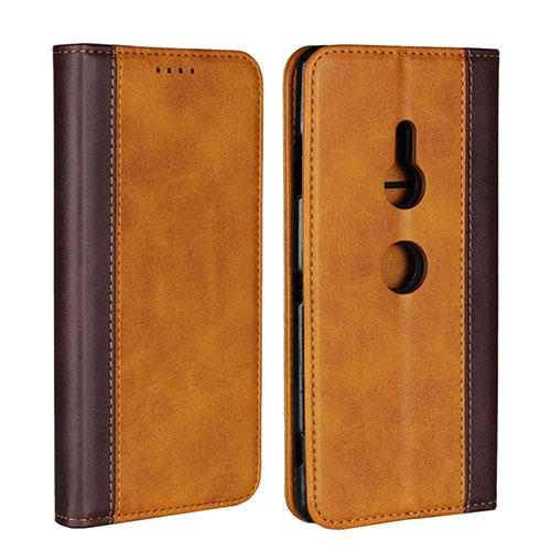 Leather Case Stands Flip Cover L01 Holder for Sony Xperia XZ3 Orange