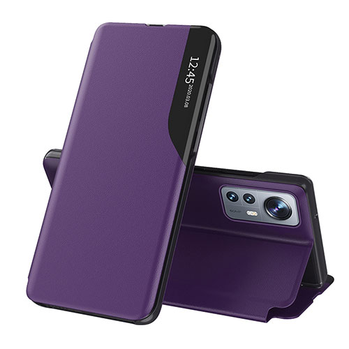 Leather Case Stands Flip Cover L01 Holder for Xiaomi Mi 12S 5G Purple