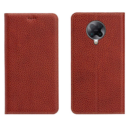 Leather Case Stands Flip Cover L01 Holder for Xiaomi Poco F2 Pro Brown