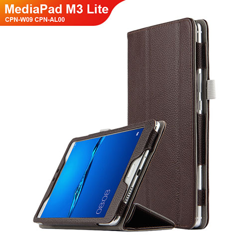 Leather Case Stands Flip Cover L02 for Huawei MediaPad M3 Lite 8.0 CPN-W09 CPN-AL00 Brown