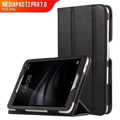 Leather Case Stands Flip Cover L02 for Huawei MediaPad T2 Pro 7.0 PLE-703L Black