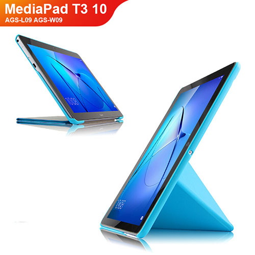 Leather Case Stands Flip Cover L02 for Huawei MediaPad T3 10 AGS-L09 AGS-W09 Sky Blue