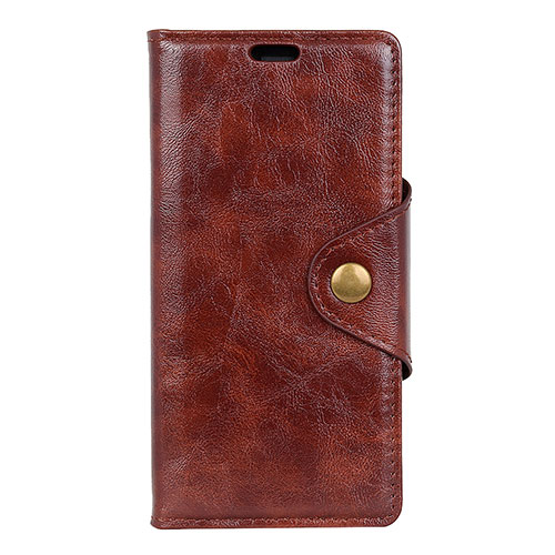 Leather Case Stands Flip Cover L02 Holder for Alcatel 3 Brown