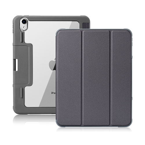 Leather Case Stands Flip Cover L02 Holder for Apple iPad Air 5 10.9 (2022) Gray