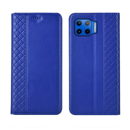 Leather Case Stands Flip Cover L02 Holder for Motorola Moto G 5G Plus Blue