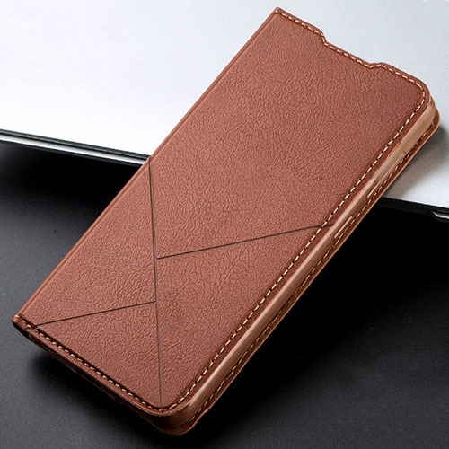 Leather Case Stands Flip Cover L02 Holder for Oppo A92 Brown