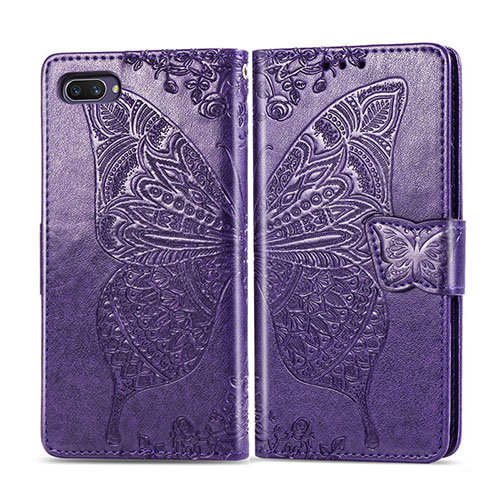 Leather Case Stands Flip Cover L02 Holder for Oppo AX5 Purple