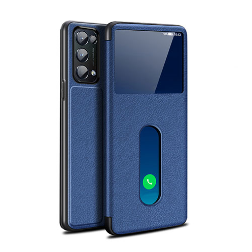 Leather Case Stands Flip Cover L02 Holder for Oppo Find X3 Lite 5G Blue