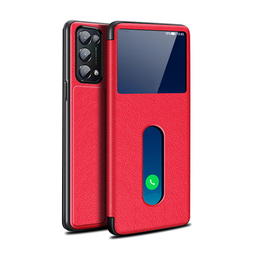 Leather Case Stands Flip Cover L02 Holder for Oppo Find X3 Lite 5G Red