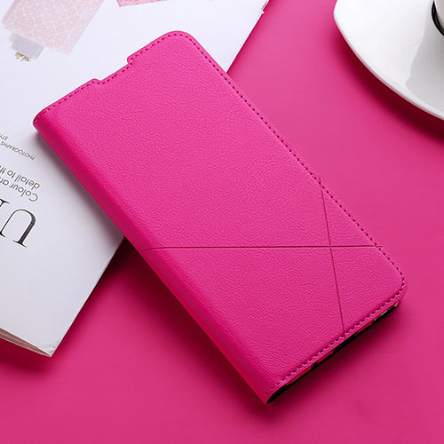 Leather Case Stands Flip Cover L02 Holder for Oppo K5 Hot Pink