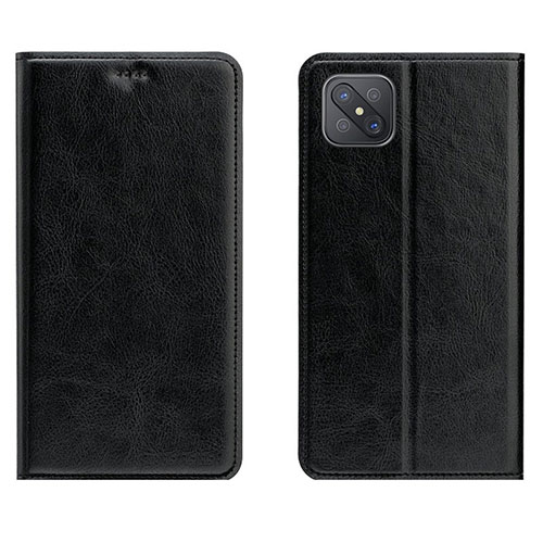 Leather Case Stands Flip Cover L02 Holder for Oppo Reno4 Z 5G Black