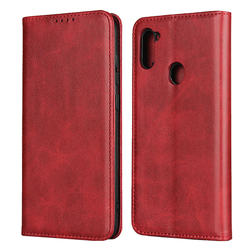 Leather Case Stands Flip Cover L02 Holder for Samsung Galaxy A11 Red