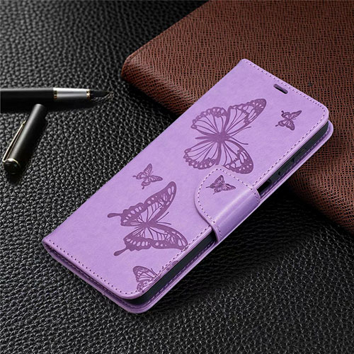 Leather Case Stands Flip Cover L02 Holder for Samsung Galaxy A12 5G Clove Purple