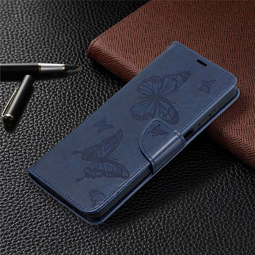 Leather Case Stands Flip Cover L02 Holder for Samsung Galaxy A12 Blue