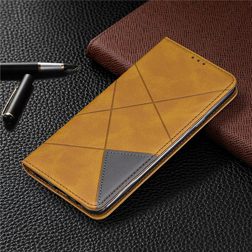 Leather Case Stands Flip Cover L02 Holder for Samsung Galaxy A20s Yellow