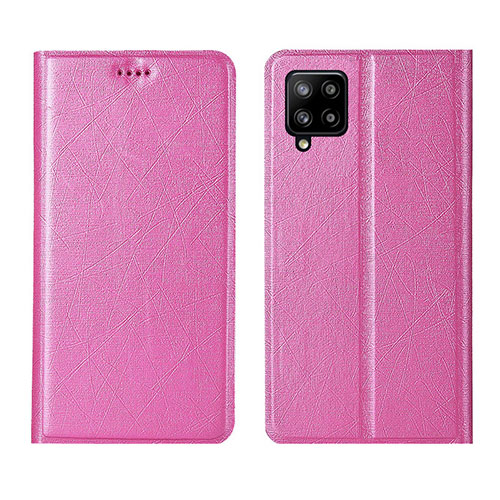 Leather Case Stands Flip Cover L02 Holder for Samsung Galaxy A42 5G Pink