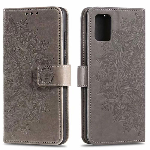 Leather Case Stands Flip Cover L02 Holder for Samsung Galaxy A71 4G A715 Gray