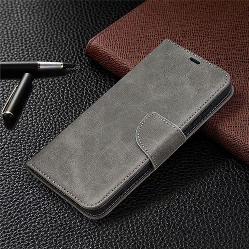 Leather Case Stands Flip Cover L02 Holder for Samsung Galaxy S20 FE 4G Gray