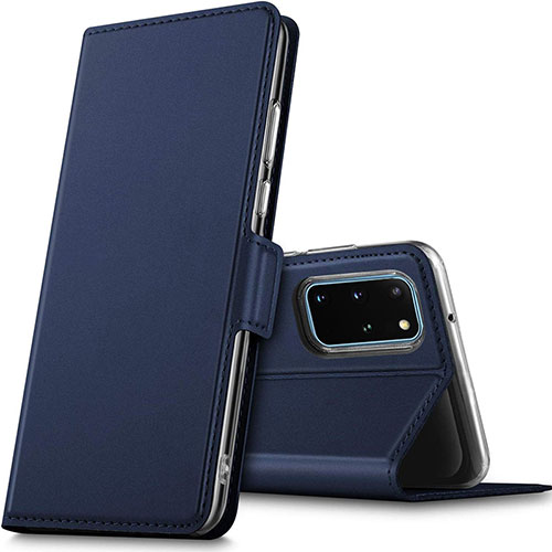 Leather Case Stands Flip Cover L02 Holder for Samsung Galaxy S20 Plus Blue