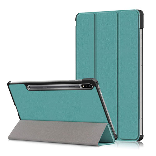 Leather Case Stands Flip Cover L02 Holder for Samsung Galaxy Tab S7 4G 11 SM-T875 Cyan