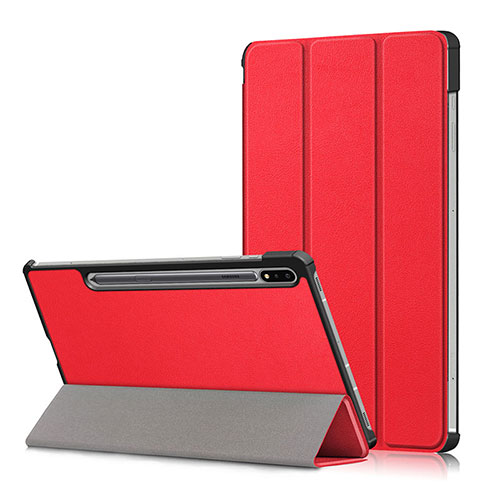 Leather Case Stands Flip Cover L02 Holder for Samsung Galaxy Tab S7 4G 11 SM-T875 Red