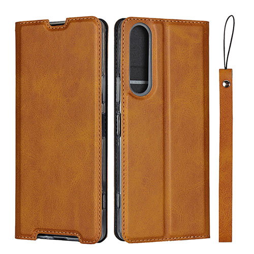 Leather Case Stands Flip Cover L02 Holder for Sony Xperia 1 II Orange