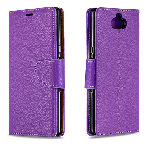 Leather Case Stands Flip Cover L02 Holder for Sony Xperia 10 Purple