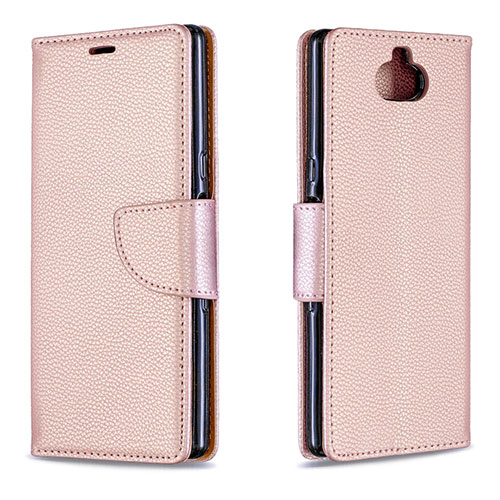 Leather Case Stands Flip Cover L02 Holder for Sony Xperia 10 Rose Gold