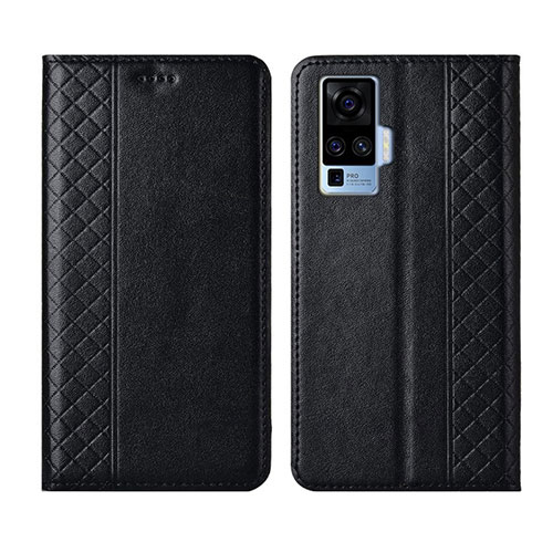 Leather Case Stands Flip Cover L02 Holder for Vivo X50 Pro 5G Black