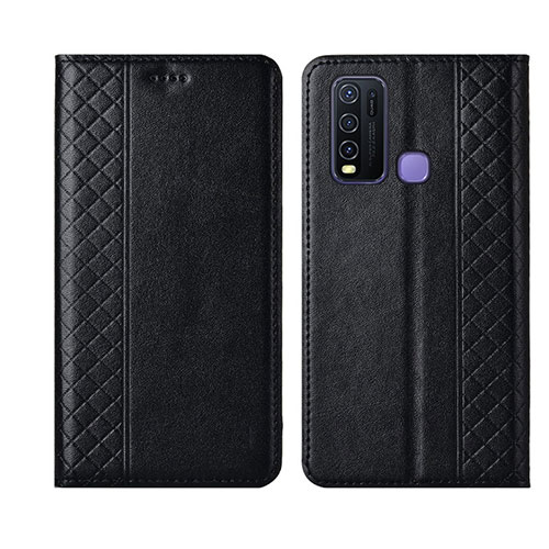 Leather Case Stands Flip Cover L02 Holder for Vivo Y50 Black