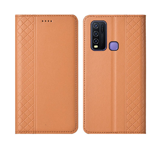 Leather Case Stands Flip Cover L02 Holder for Vivo Y50 Orange