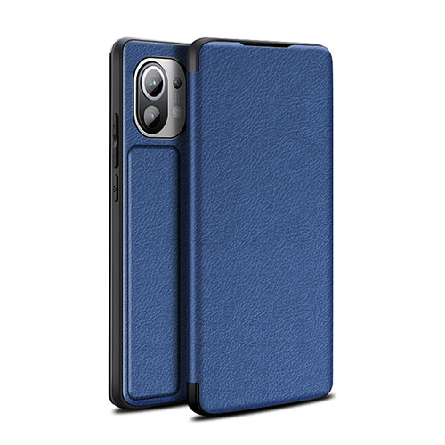 Leather Case Stands Flip Cover L02 Holder for Xiaomi Mi 11 Lite 5G Blue