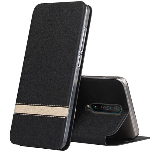 Leather Case Stands Flip Cover L02 Holder for Xiaomi Poco X2 Black