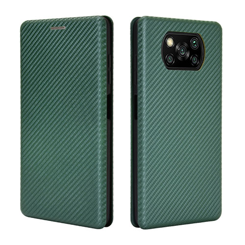 Leather Case Stands Flip Cover L02 Holder for Xiaomi Poco X3 NFC Green