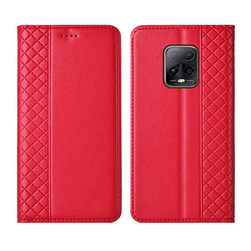 Leather Case Stands Flip Cover L02 Holder for Xiaomi Redmi 10X Pro 5G Red