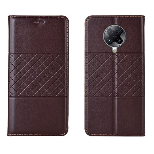 Leather Case Stands Flip Cover L02 Holder for Xiaomi Redmi K30 Pro Zoom Brown