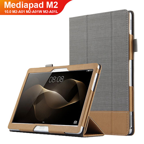 Leather Case Stands Flip Cover L03 for Huawei MediaPad M2 10.0 M2-A01 M2-A01W M2-A01L Gray