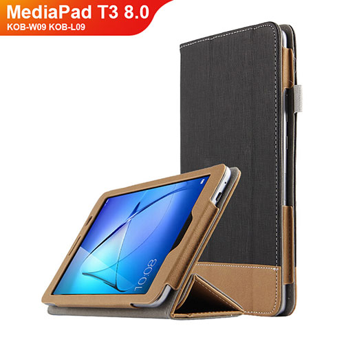 Leather Case Stands Flip Cover L03 for Huawei MediaPad T3 8.0 KOB-W09 KOB-L09 Black