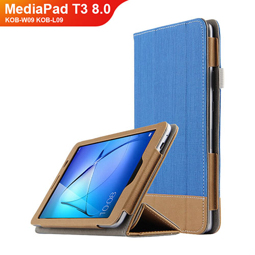 Leather Case Stands Flip Cover L03 for Huawei MediaPad T3 8.0 KOB-W09 KOB-L09 Blue